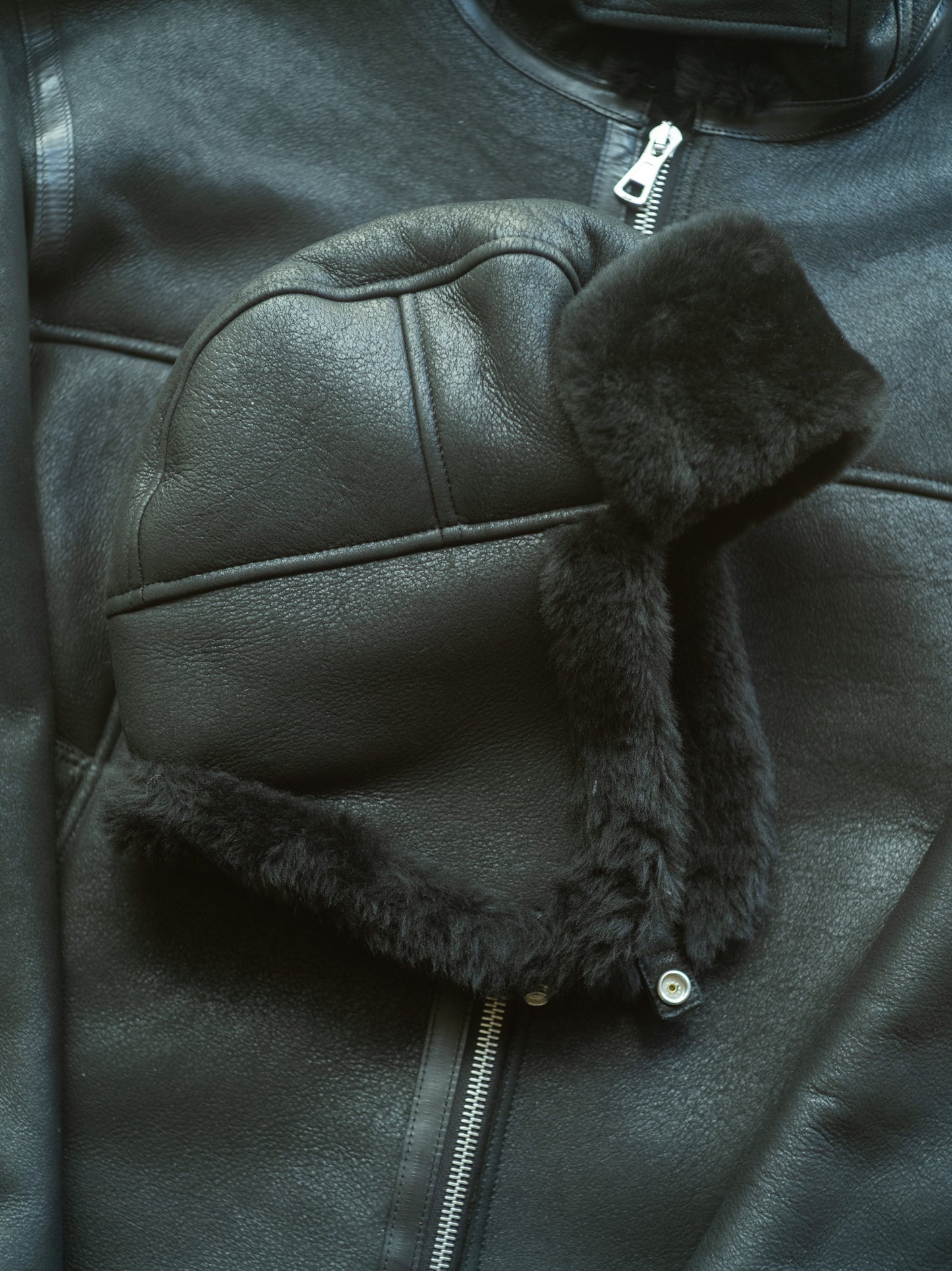 shearling flight cap