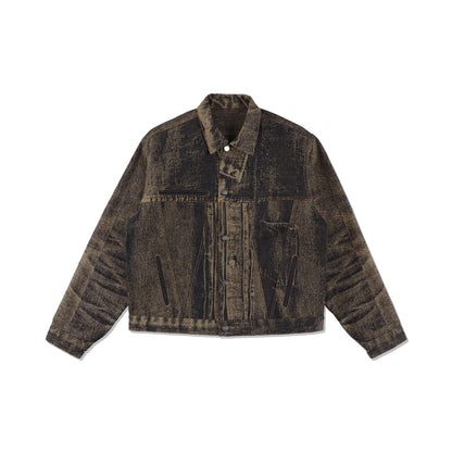 x-ray jacuard denim jacket