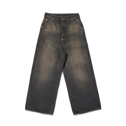 coffee black denim trousers_destroyed