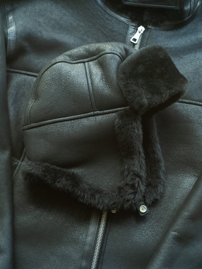 shearling flight cap